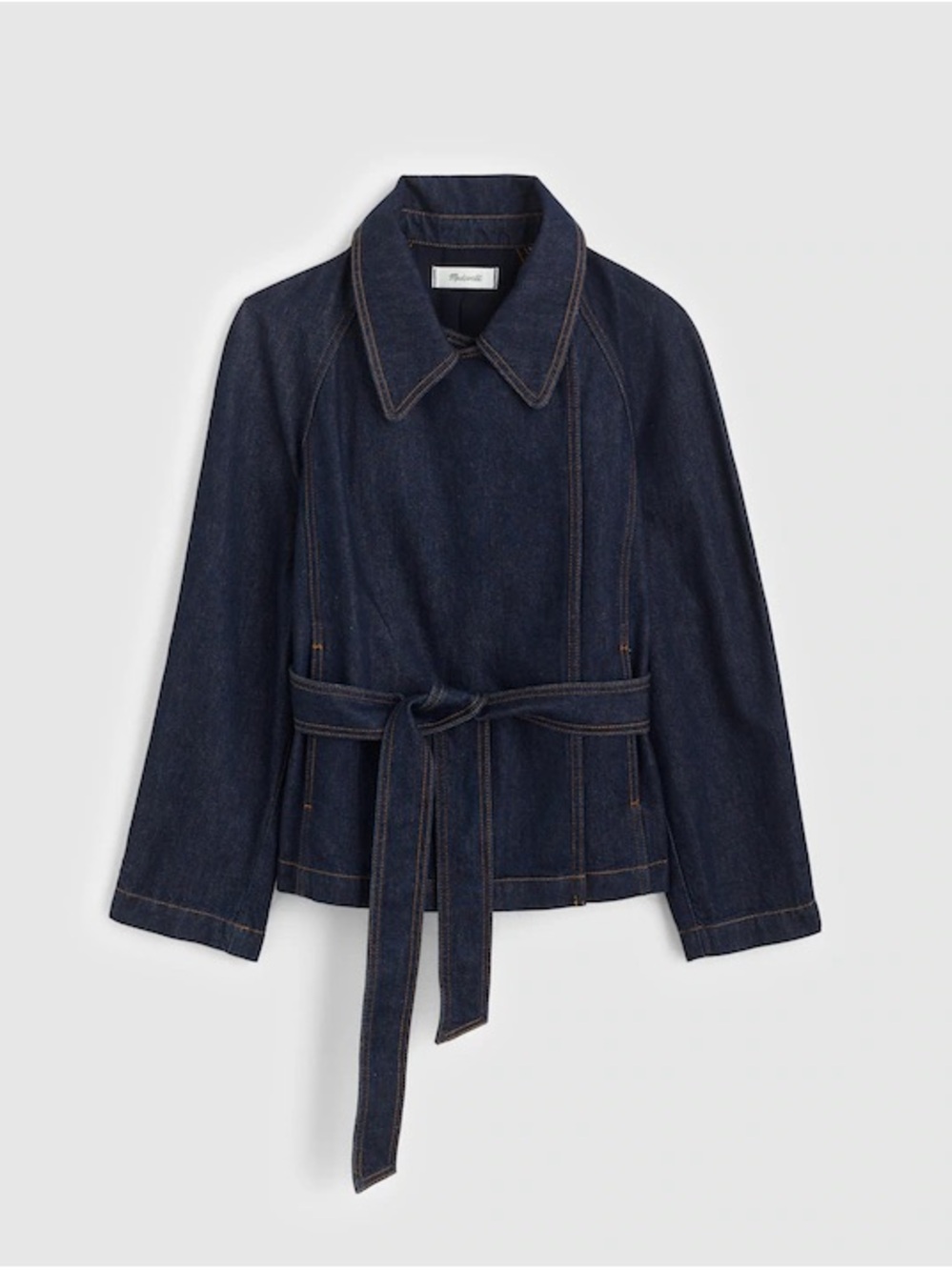 Madewell Denim Double-Breasted Crop Trench Coat